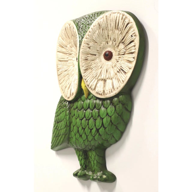 Rustic Mid 20th Century Large Ceramic Owl Wall Hanging For Sale - Image 3 of 8