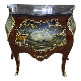 French Copper Marble Commode Louis XV Style Furniture For Sale