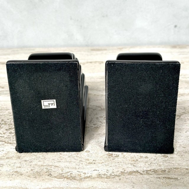Fitz and Floyd Vintage MCM Fitz and Floyd Art Deco Black Ceramic Bookends-Pair For Sale - Image 4 of 7