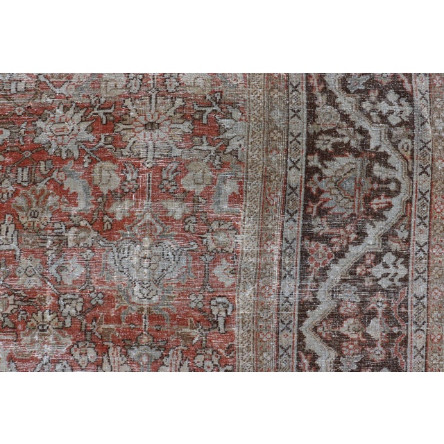 Distressed Antique Persian Sultanabad Rug in Wool With Floral Design 10'2 X 16'6 For Sale - Image 9 of 18
