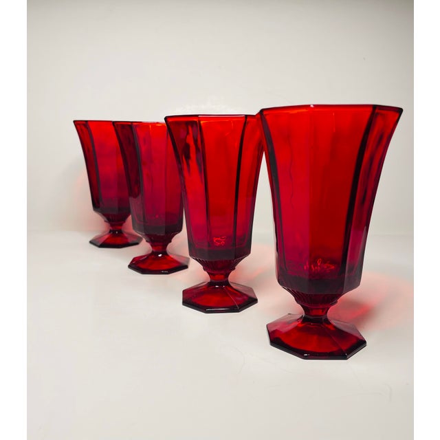 Glass 1960s Ruby Iced Tea Glasses- Set of 4 For Sale - Image 7 of 9