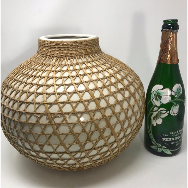 NamHanh Vietnamese Pottery Rattan Wrapped Vessel Chairish