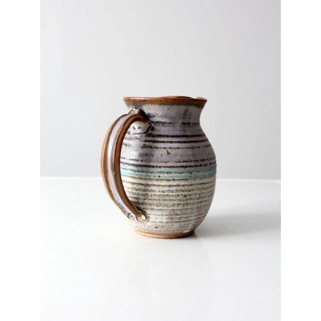 Vintage Signed Studio Pottery Pitcher For Sale - Image 6 of 13