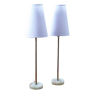 Swedish Modern Table Lamps with Onyx, Set of 2 For Sale