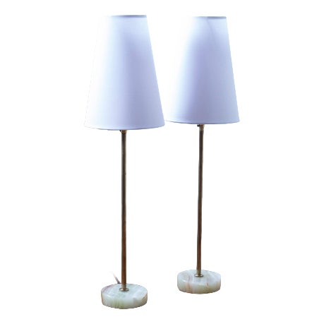 Swedish Modern Table Lamps with Onyx, Set of 2 For Sale