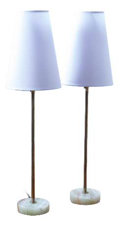 Swedish Modern Table Lamps with Onyx, Set of 2