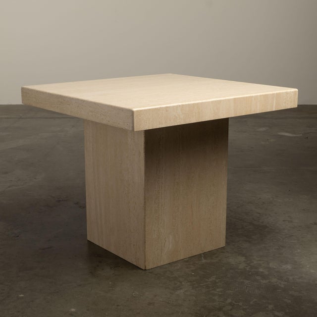 1980s Italian artisan hand-made travertine marble dining table. An excellent example of a 1980s artisan-crafted piece...