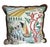 Charming coastal-inspired decorative accent pillow featuring an artistic resort and seaside village print with palm trees,...