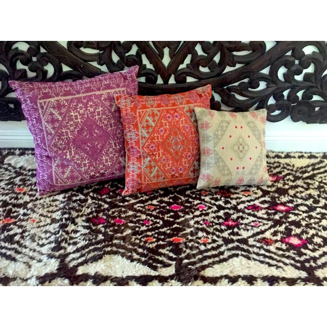 Swati Embroidered Pillow Purple 24" X 24" For Sale - Image 4 of 5