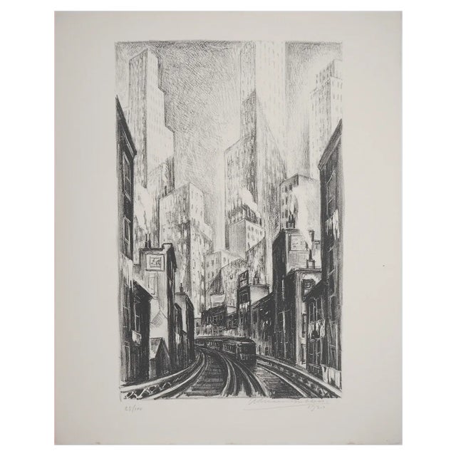 Adriaan Lubbers, New York City, Chatham Square, 1930, Original Lithograph For Sale