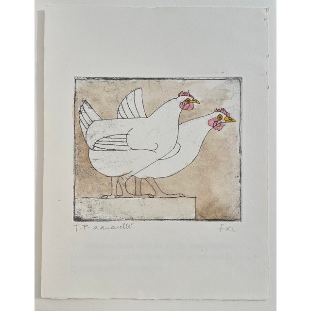 Claude & François-Xavier Lalanne, La Poule, 2000s, Etching & Watercolor For Sale - Image 4 of 5