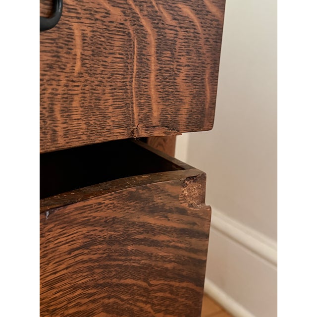 Antique Tiger Oak Serpentine Chest of Drawers With Mirror For Sale - Image 10 of 11