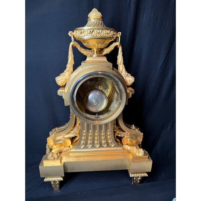 1860 Ad Mougin Louis XVI Gold Bronze Clock Set – 3 Pieces For Sale - Image 15 of 18