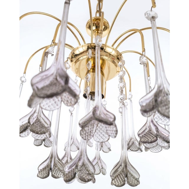 Vintage Rain Chandelier with Swarovski Crystals and Handmade Murano Glass Flowers, Italy, 1966 For Sale - Image 6 of 7