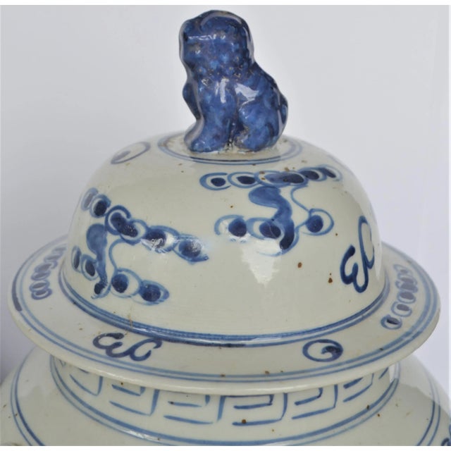 Blue Large Chinoiserie Blue and White Dancing Dragon Ginger Jars, a Pair For Sale - Image 8 of 9