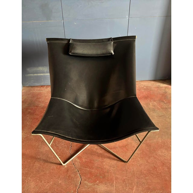 1990s 501 Semana Chair in Black Leather and Steel by David Weeks for Habitat, 1990s For Sale - Image 5 of 5