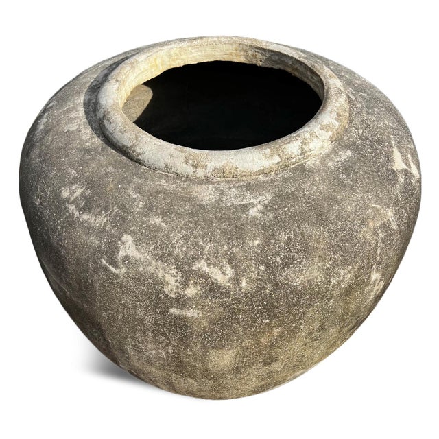 Rustic Antique Cement Java Pot / Planter For Sale - Image 3 of 6