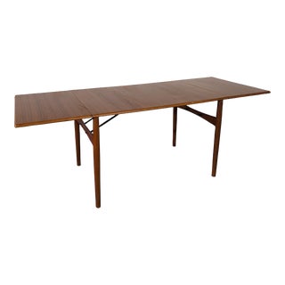 1950s Mid Century Modern Teak Dining Drop Leaf Table, Borge Mogensen Style, Refinished For Sale
