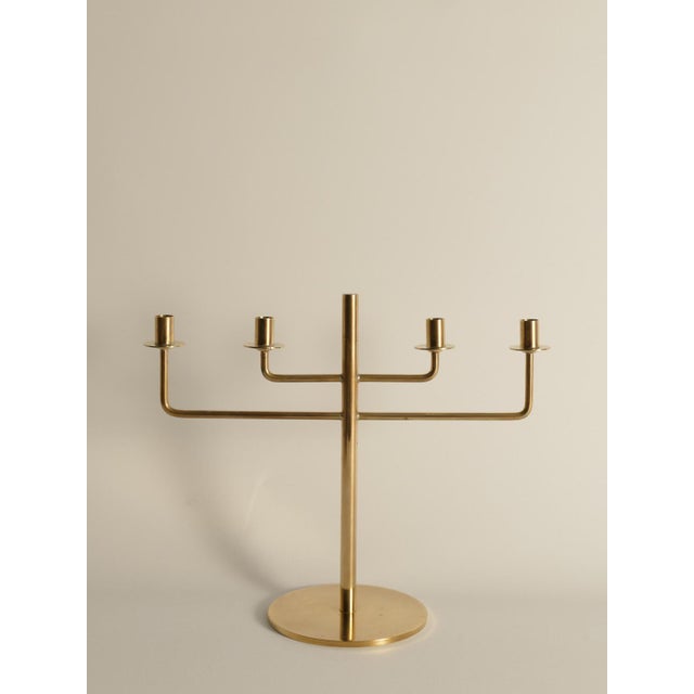 1960s Scandinavian Modern Brass Candelabra by Hans-Agne Jakobsson, Markaryd, 1960s For Sale - Image 5 of 13