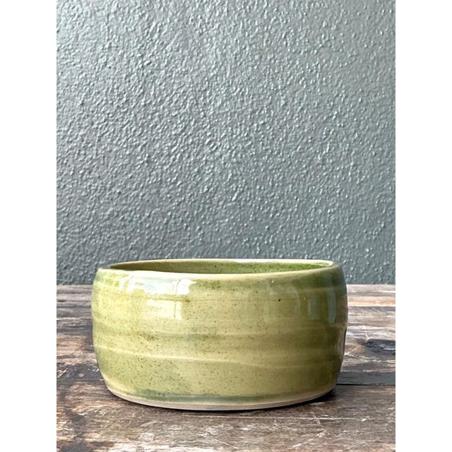 Vintage Studio Pottery Green Bowl For Sale - Image 13 of 16