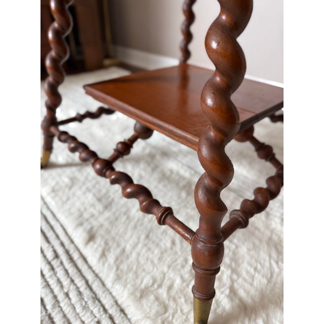 Antique Solid Wood Barley Twist Lamp Side/Table With Claw Feet After Merklen Furniture Company For Sale - Image 10 of 12