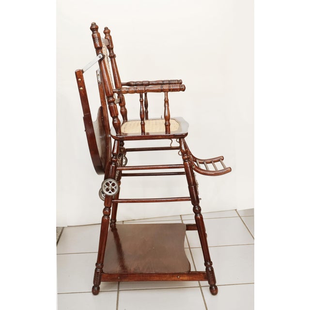 Brown Antique Children's Chair in Beech, 1890s For Sale - Image 8 of 12