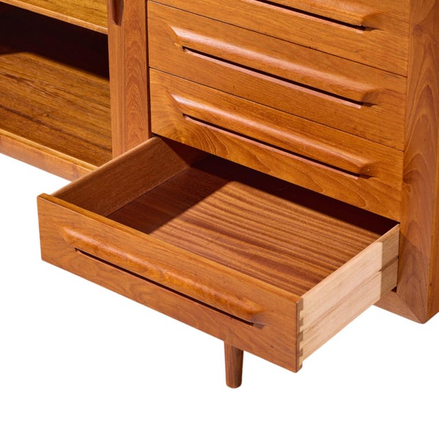 Kofod-Larsen for Faarup Møbelfabrik Mid Century Danish Teak Tambour Door Credenza For Sale - Image 10 of 11