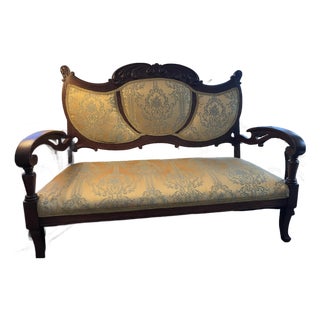Early 20th Century Gold and Aqua Settee For Sale