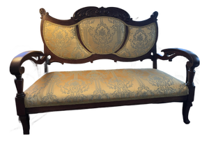 Early 20th Century Gold and Aqua Settee