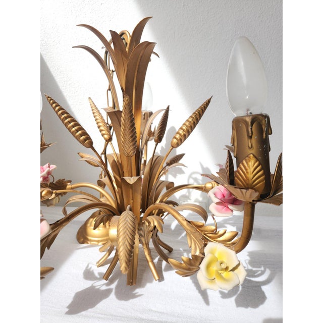 Chandelier with Porcelain Flowers by Neheim Hüsten, 1960s For Sale - Image 11 of 18