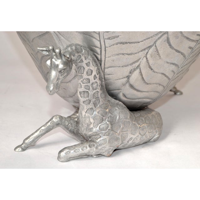 Boho Chic Arthur Court 2004 Safari Collection Giraffe Ice Bucket Aluminum Wine Cooler For Sale - Image 3 of 14