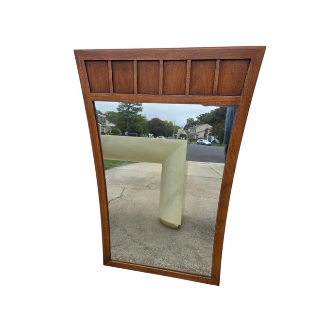 1960s Vintage Danish Modern Century Furniture Wall Mirror Rectangular Dresser Chest For Sale - Image 5 of 8