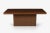 Milo Baughman style dining table, walnut lacquered veneer with pedestal base 71.50" in length with two 18" leaves expands...