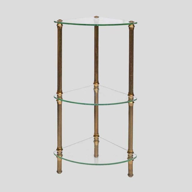 Vintage Italian Three-Tier Glass and Brass Side Table, 1960s For Sale - Image 9 of 9