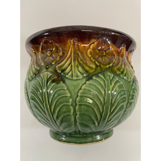 Early 1900s Weller Art Pottery Majolica Cachepot Planter For Sale - Image 10 of 13