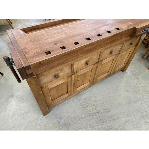 Practical solid wood workbench, dining table, or desk with convenient drawers/doors. French-style spindle. Dimensions:...