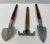 Wonderful Vintage 3 Piece Set of Wooden Handled Window Box Tools From England. Measures: Rake- 6” x 1 3/4” x 3/4” Spade -...