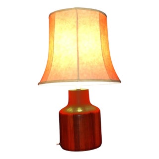 Vintage Danish Teak Table Lamp with Cased Glass Shade, 1960s For Sale