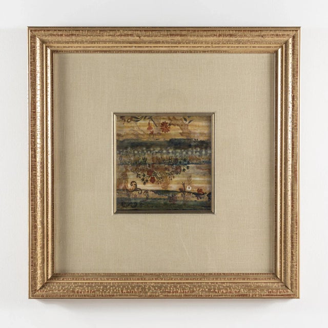 Flowers With Blue Stripe Abstract Framed Floral Print For Sale - Image 4 of 4