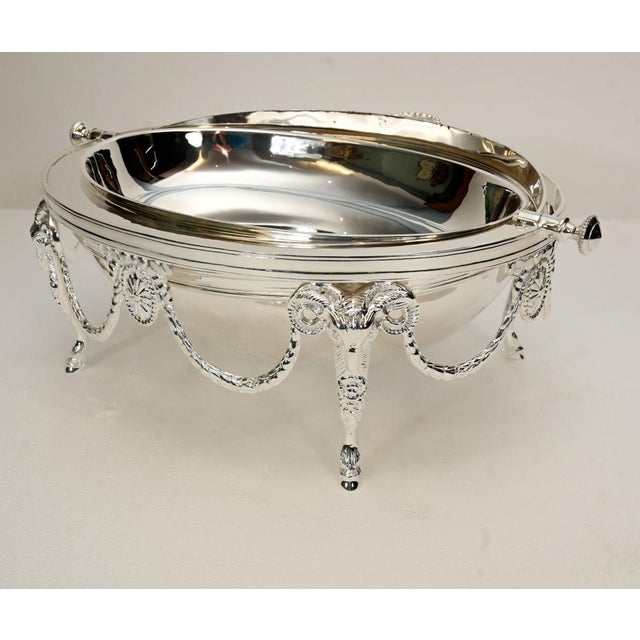 Edwardian Revival Silver-Plated Chafing Entree Dish with Revolving Dome Cover For Sale - Image 10 of 12