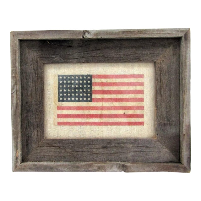 Framed Authentic Antique 1912 Us 48 Star Flag on Gauze Flag For Sale