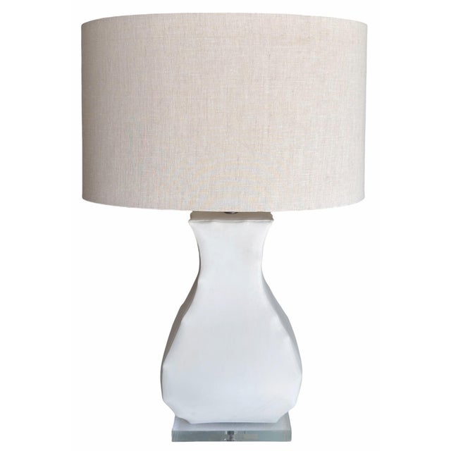 Pair of John Dickinson Style Polished Gesso Table Lamps With Shade. The finish gives the illusion of a leather finish, but...