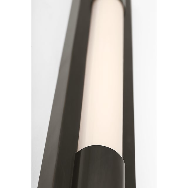 Modern Ian K. Fowler for Visual Comfort Signature Ellington 24" Slimline Bath Light in Bronze with White Glass For Sale - Image 3 of 7