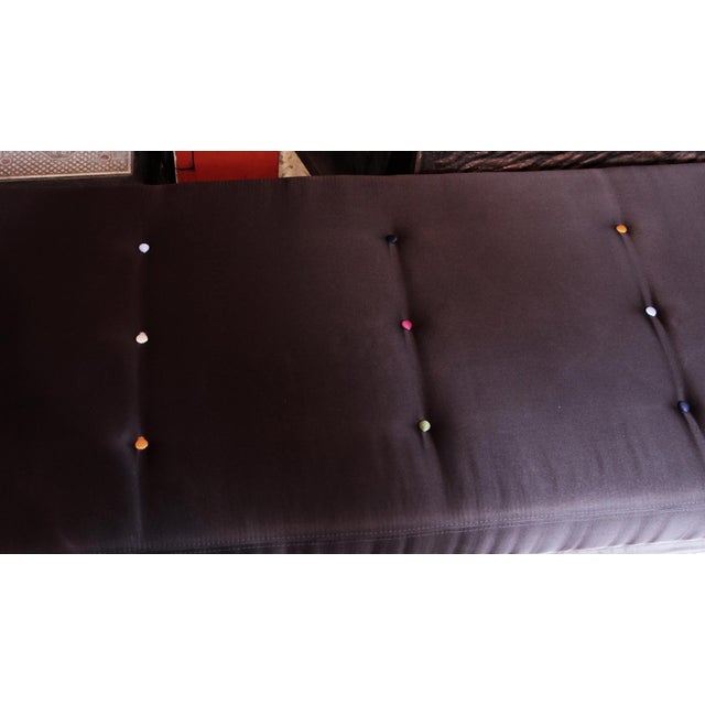 Mid 20th Century Oversized Bench With Brown Satin Cushion For Sale - Image 5 of 7