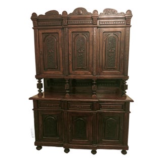 Late 19th-Century Italian Renaissance Revival Carved Wood Buffet Cabinet Cupboard For Sale