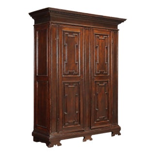 Baroque Style Wardrobe in Walnut-Stained Beech For Sale