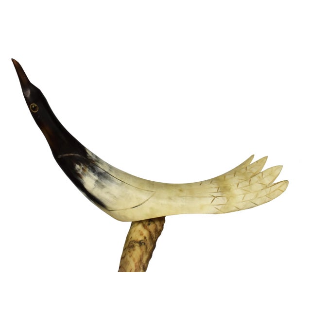 Mid-Century Modern Art Deco Horn Bird Carved Ram Horn Sculpture For Sale - Image 9 of 11