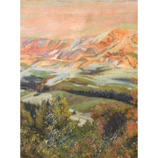 1920s Paul Segieth, Landscape with Alpenglow, 1923, Oil on Canvas, Framed For Sale - Image 5 of 15