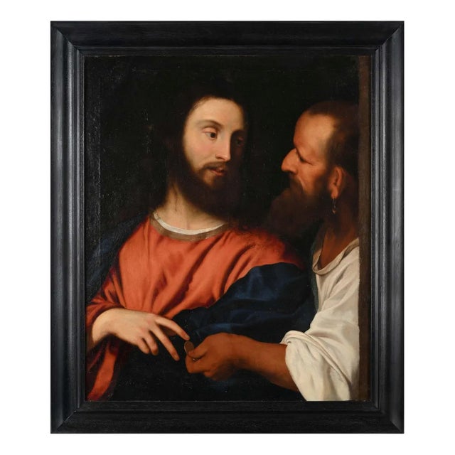 Venetian Tiziano School Artist, Christ of the Coin, 17th Century, Oil on Canvas For Sale