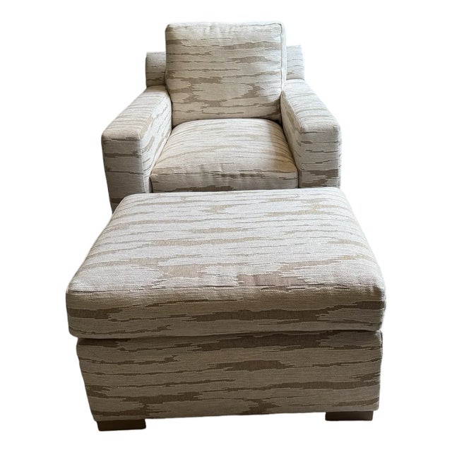 Cr Laine Custom Lounge Chair & Ottoman For Sale